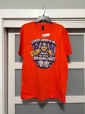 American Cancer Society Locked Up Get Out of Jail T-Shirt LPSO sz L NEW